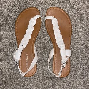 Rampage, size 9, white two-ring flat sandals